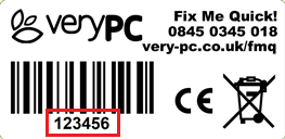 Example VeryPC serial number sticker format two